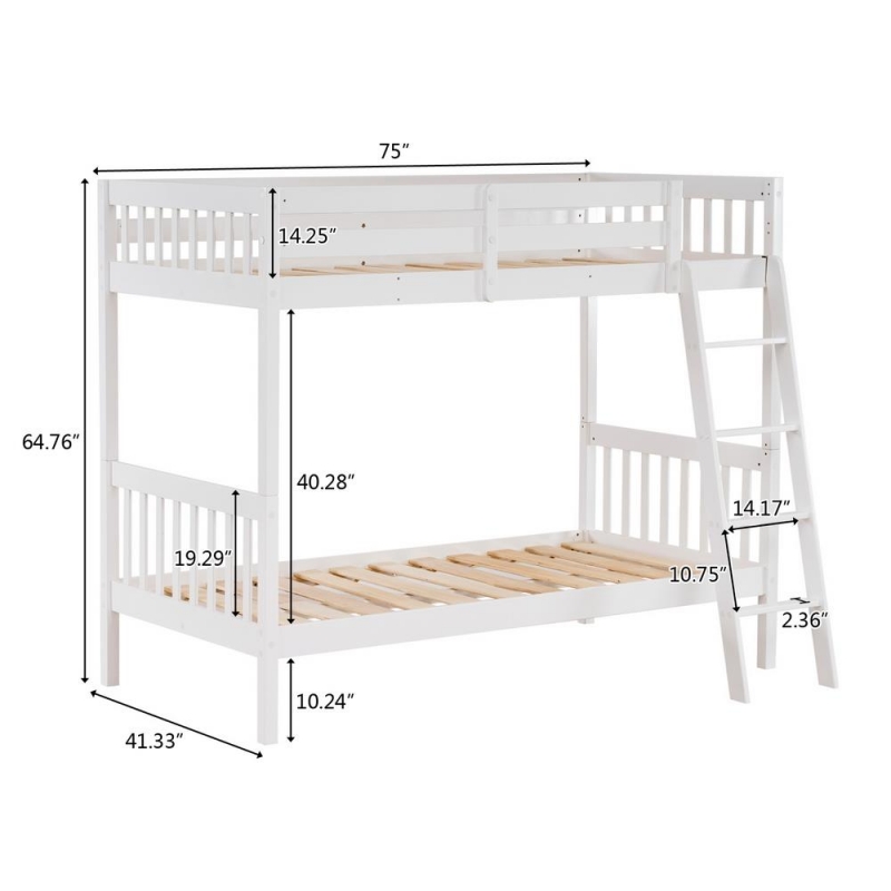 Salonmore Wooden Bunk Bed Twin Over, Safety Guard Rails For Bunk Beds