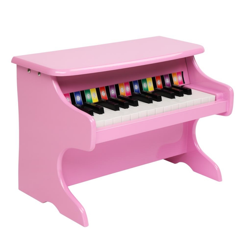 SalonMore 25Key Kids Wooden Piano Toy,Mechanical Sound,Pink salonmore