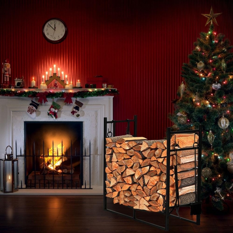 SalonMore 35in Log Rack Heavy Duty Firewood Stacker Wood Pile Rack with ...