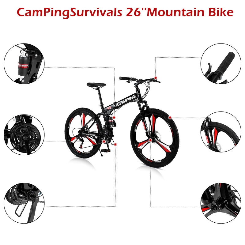 Campingsurvivals 21Speed Light Weight Folding Mountain Bike, with 26