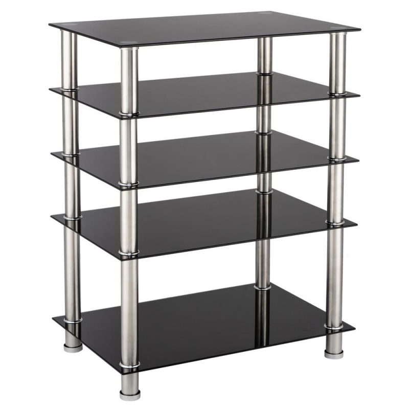SalonMore 5Tier Tempered Glass AudioVideo Media Stand Shelves, Modern