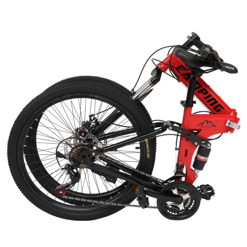 Campingsurvivals 21 Speed Folding Mountain Bikes, with 24 inch Wheels